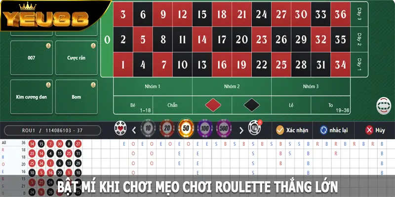 Bật mí khi chơi mẹo chơi Roulette thắng lớn tại nhà cái Yeu88