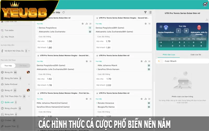 Các hình thức cá cược phổ biến nên nắm