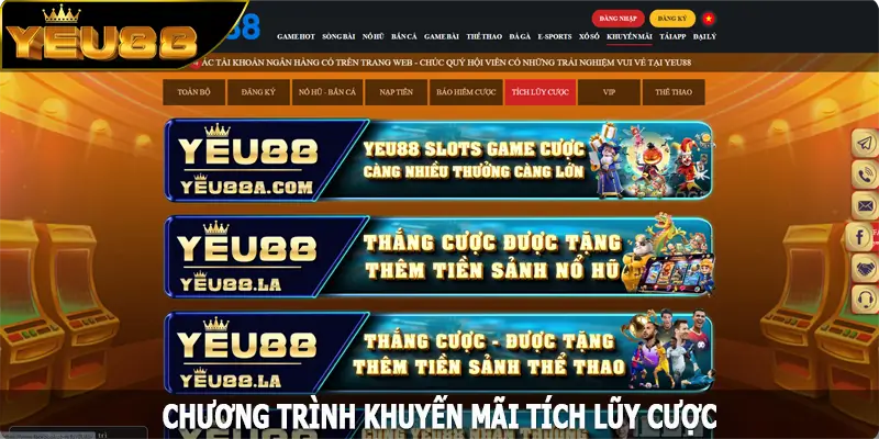Chương trình khuyến mãi tích lũy cược hấp dẫn tại Yeu88