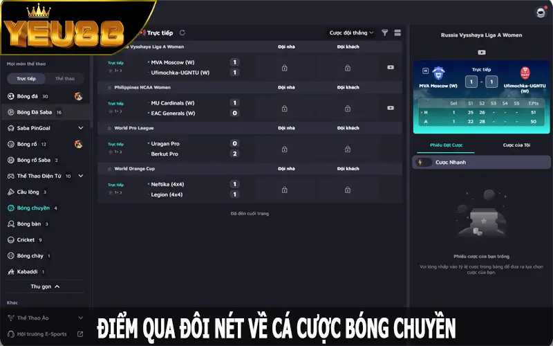 Điểm qua đôi nét về cá cược bóng chuyền