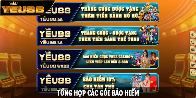 Tổng hợp các gói bảo hiểm cược tại Yeu88