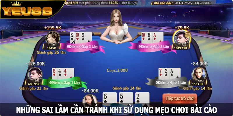 Những sai lầm cần tránh khi sử dụng mẹo chơi bài cào tại Yeu88
