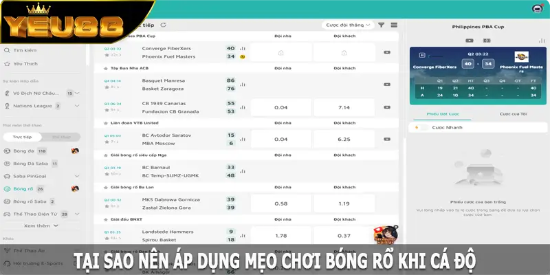 Tại sao nên áp dụng mẹo chơi bóng rổ khi cá độ